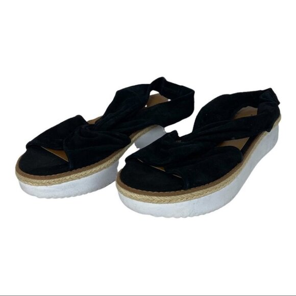 NEW Nordstrom Caslon Joelle Flatform Black Sandals Suede Platform Size 8.5 Y2K - Picture 4 of 10